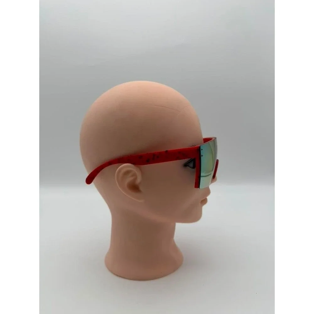 True Religion Black Shield Sunglasses - Silver Mirror Lens Futuristic Y2K Style‎
